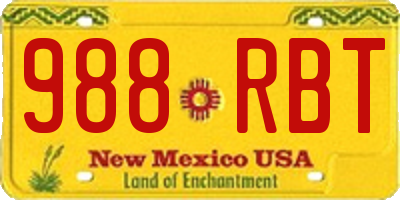 NM license plate 988RBT