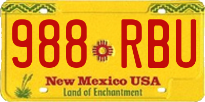 NM license plate 988RBU