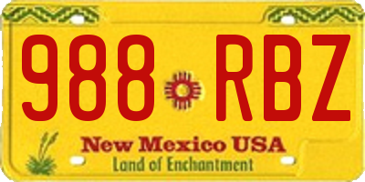 NM license plate 988RBZ