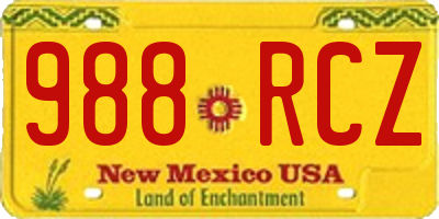 NM license plate 988RCZ