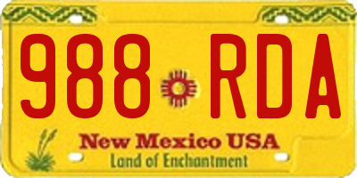 NM license plate 988RDA