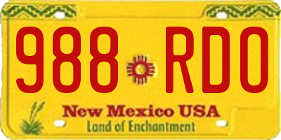 NM license plate 988RDO