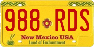 NM license plate 988RDS