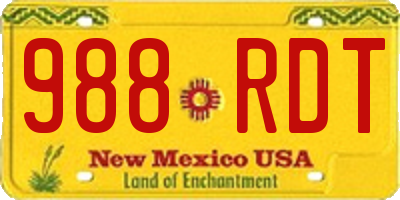 NM license plate 988RDT