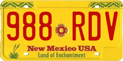 NM license plate 988RDV