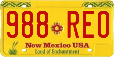 NM license plate 988REO