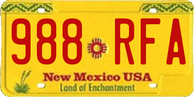 NM license plate 988RFA