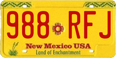 NM license plate 988RFJ