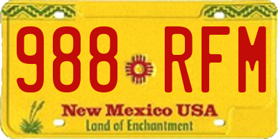 NM license plate 988RFM