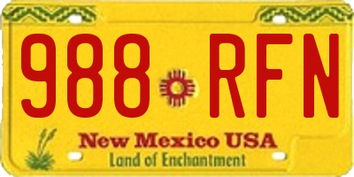NM license plate 988RFN