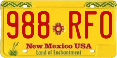 NM license plate 988RFO