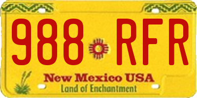 NM license plate 988RFR