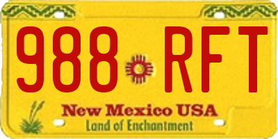 NM license plate 988RFT