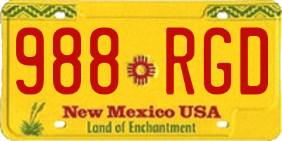 NM license plate 988RGD