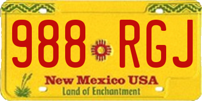 NM license plate 988RGJ
