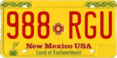 NM license plate 988RGU