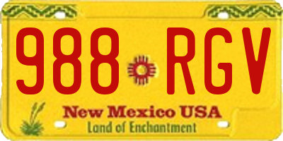 NM license plate 988RGV