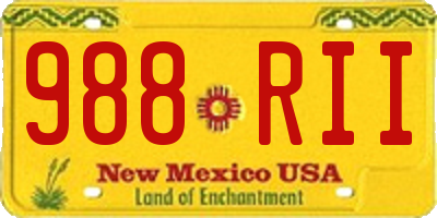 NM license plate 988RII