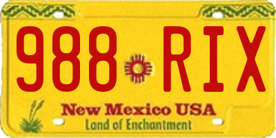 NM license plate 988RIX