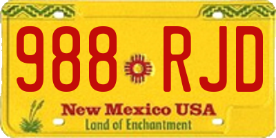 NM license plate 988RJD