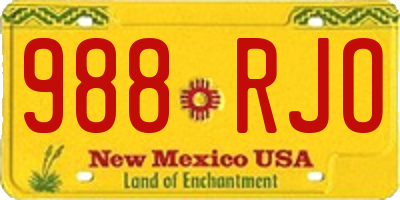NM license plate 988RJO