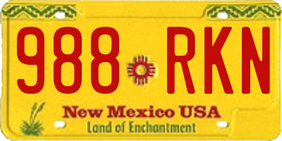 NM license plate 988RKN