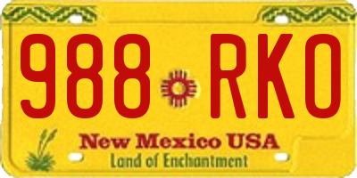 NM license plate 988RKO