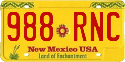 NM license plate 988RNC