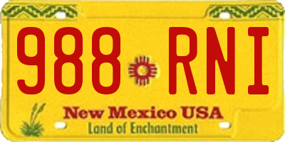 NM license plate 988RNI