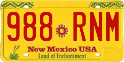 NM license plate 988RNM