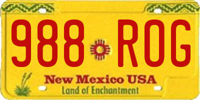 NM license plate 988ROG