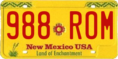 NM license plate 988ROM