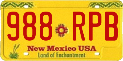 NM license plate 988RPB