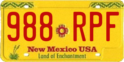 NM license plate 988RPF