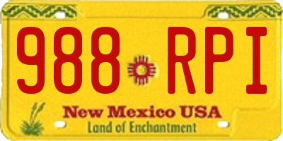 NM license plate 988RPI