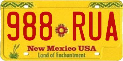 NM license plate 988RUA