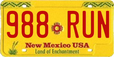 NM license plate 988RUN