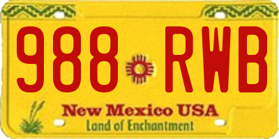NM license plate 988RWB