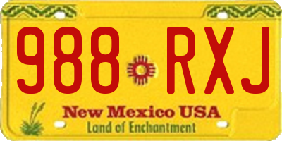 NM license plate 988RXJ