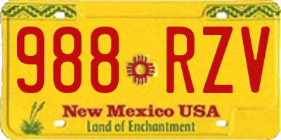 NM license plate 988RZV