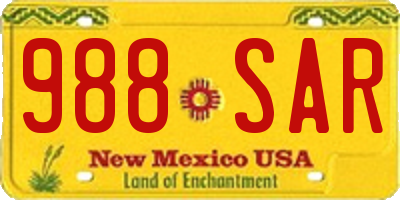 NM license plate 988SAR