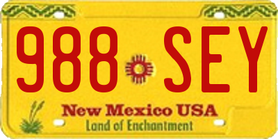 NM license plate 988SEY