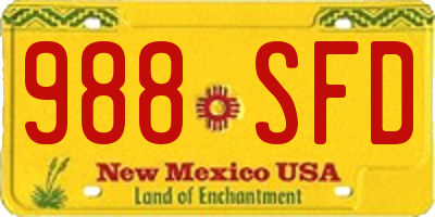 NM license plate 988SFD