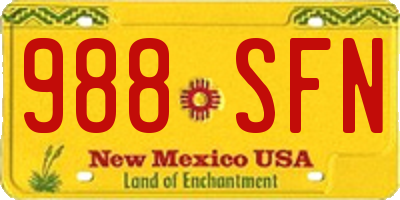NM license plate 988SFN