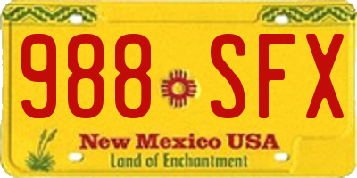 NM license plate 988SFX