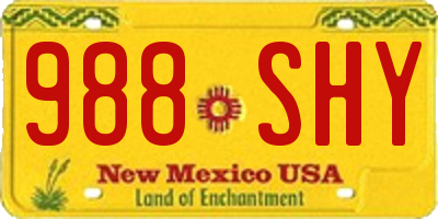NM license plate 988SHY