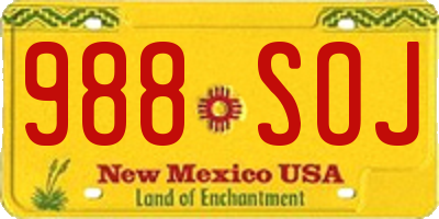 NM license plate 988SOJ