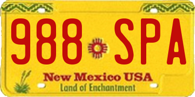 NM license plate 988SPA