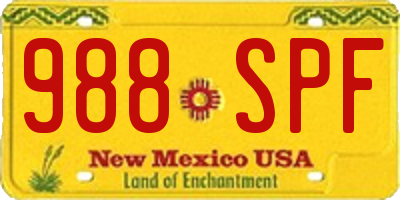 NM license plate 988SPF