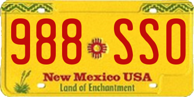 NM license plate 988SSO